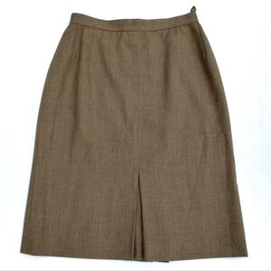 Vintage Salvatore Ferragamo Wool Skirt Brown Pleated Size 42 Med Made In Italy